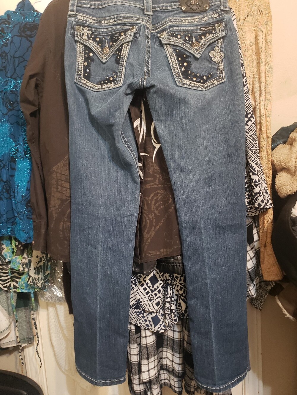 MISS ME Embellished Dark Blue Women’s Jeans Size 29/31 - Picture 3 of 6